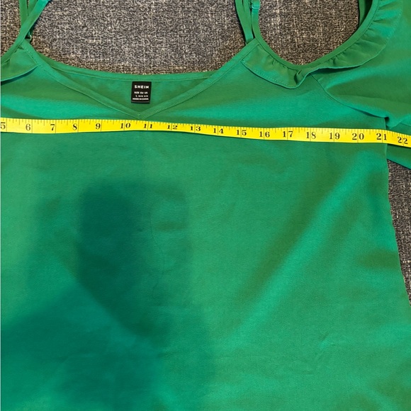 SHEIN Emerald V-Neck Off the Shoulder Blouse - Picture 4 of 7